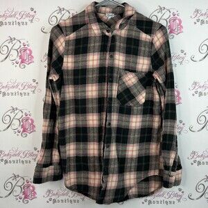Kismet button up collared Plaid Casual Shirt - Black, Pink, White long sleeve